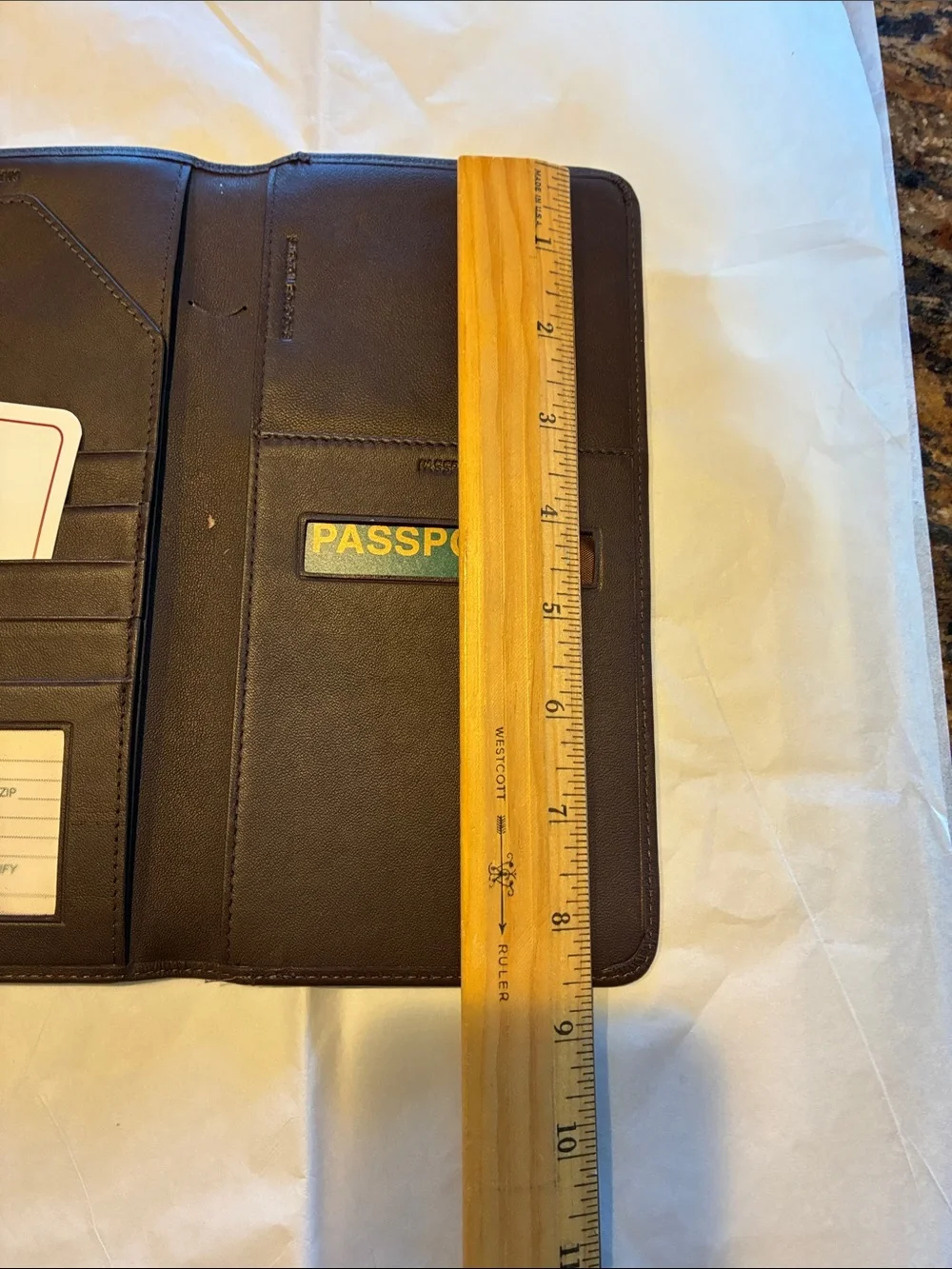 Unused Brown or Burgundy Leather Travel Card & Key Holder